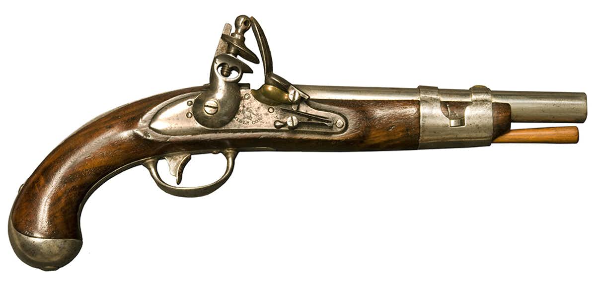 Gun maker Simeon North made this flintlock pistol around 1813. Balefire/Shutterstock.com 