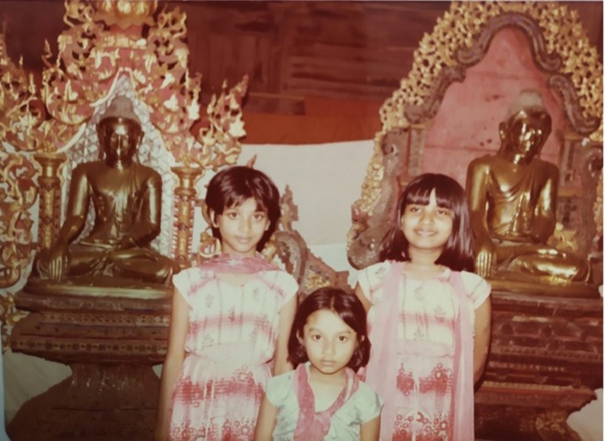 Pic: My Sisters and I at the Buddhist Temple