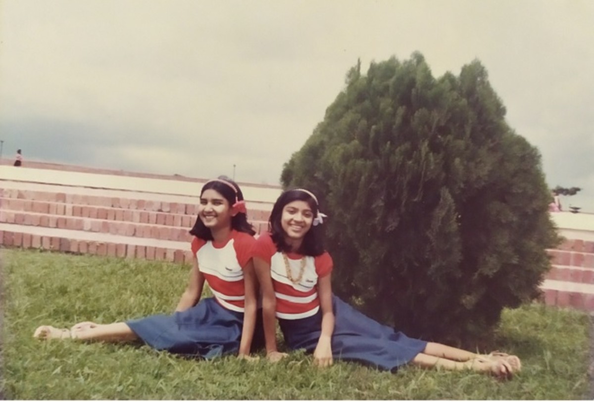 Pic: My Sister and I in a greenery area at the Same Spot