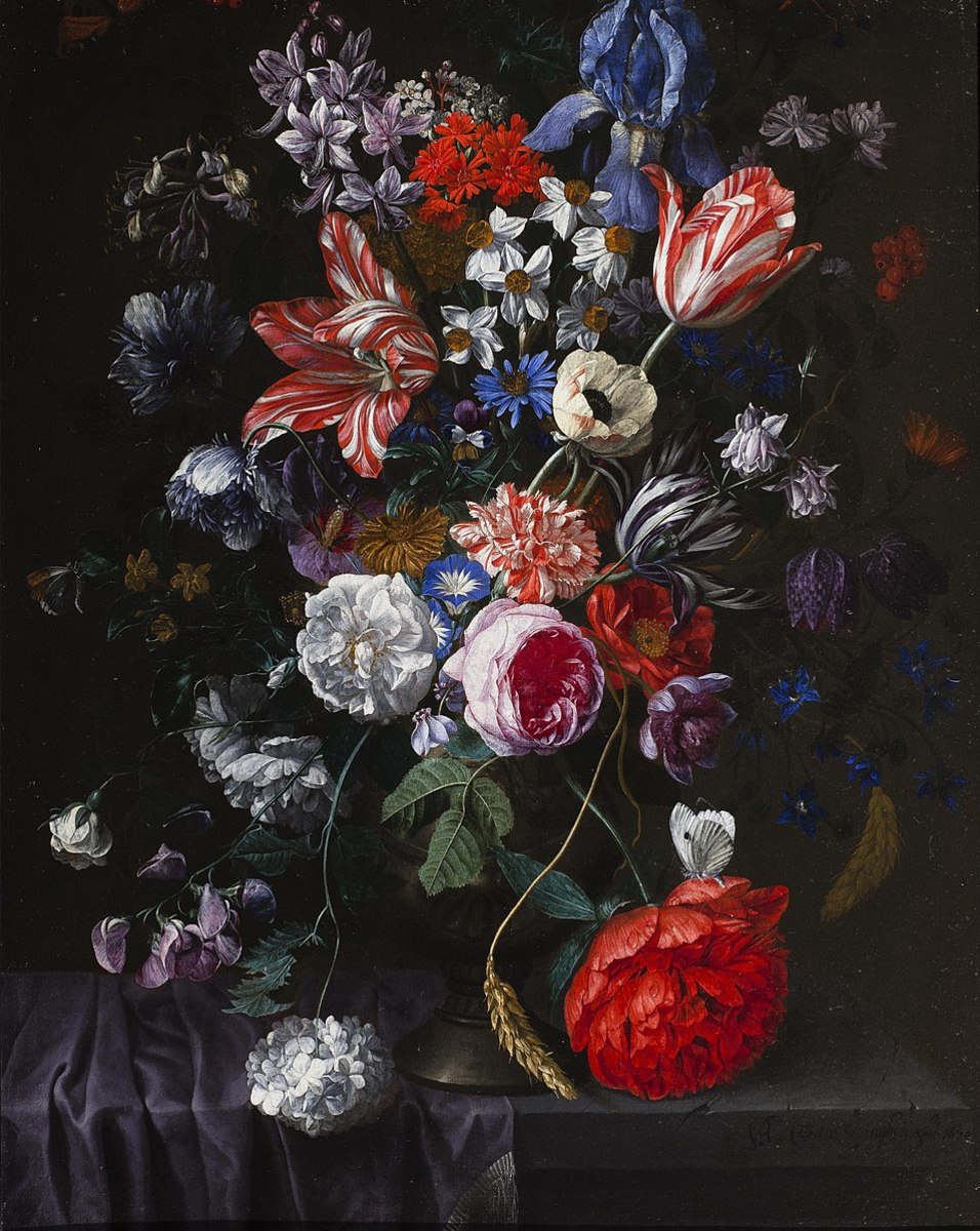 From Flemish painter Bartholomeus van Winghen, the vase displays peonies, lilacs, roses, tulips, and jasmine. 