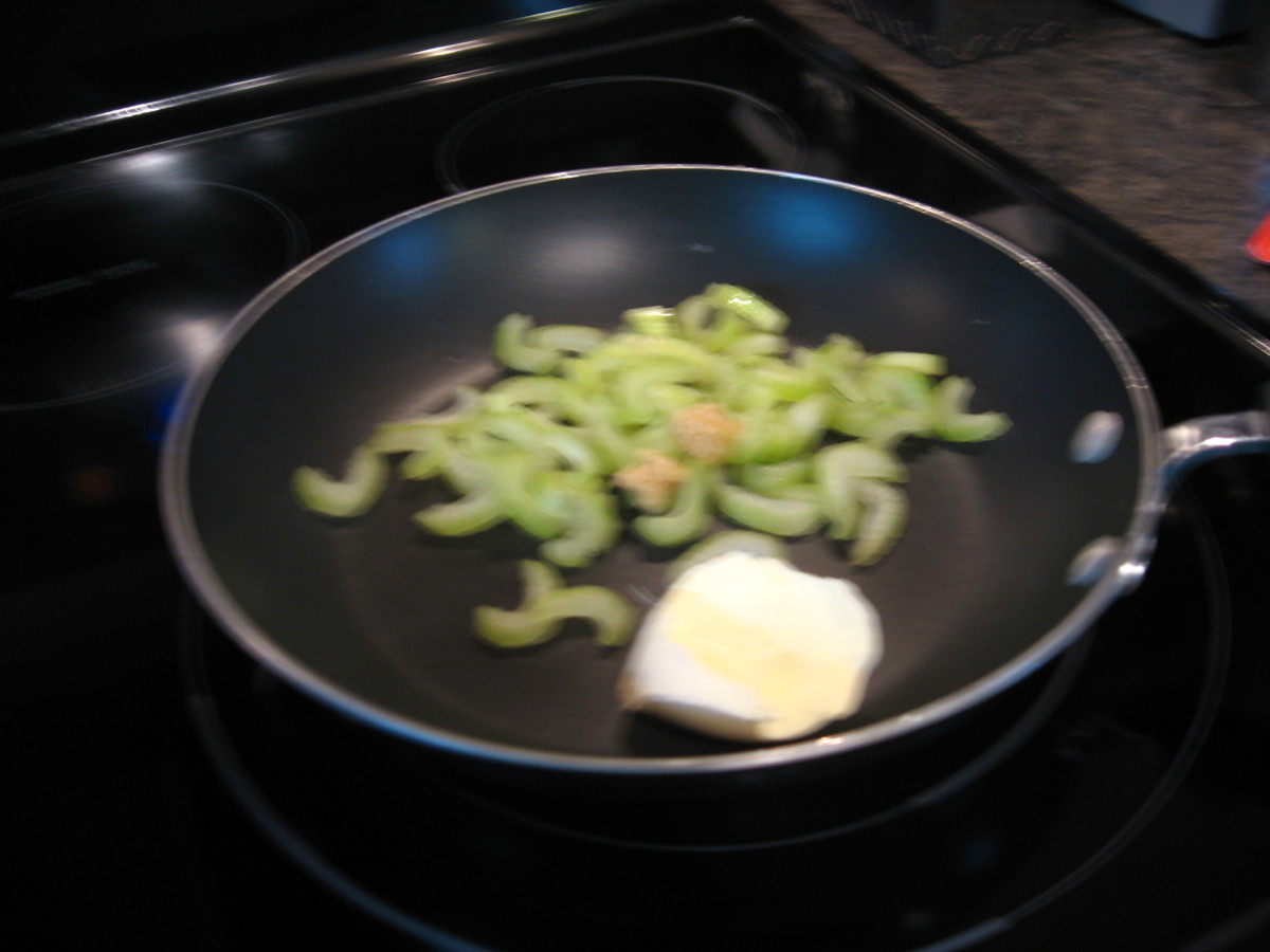 Saute celery with butter first