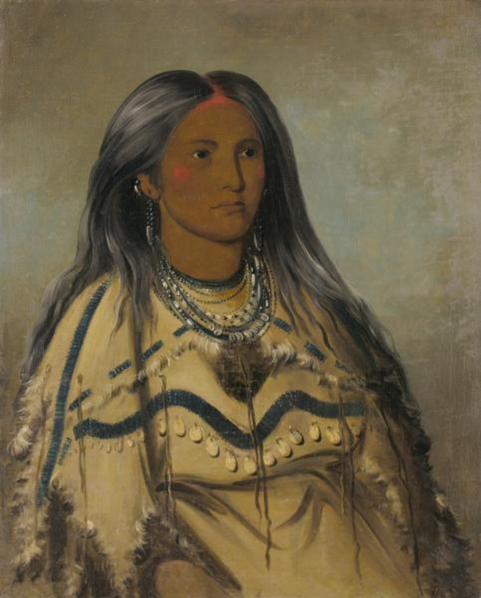 Artist George Catlin painted this Mandan girl in 1832. He commented that the girl was “twelve years of age, with grey hair! peculiar to the Mandans . . .”