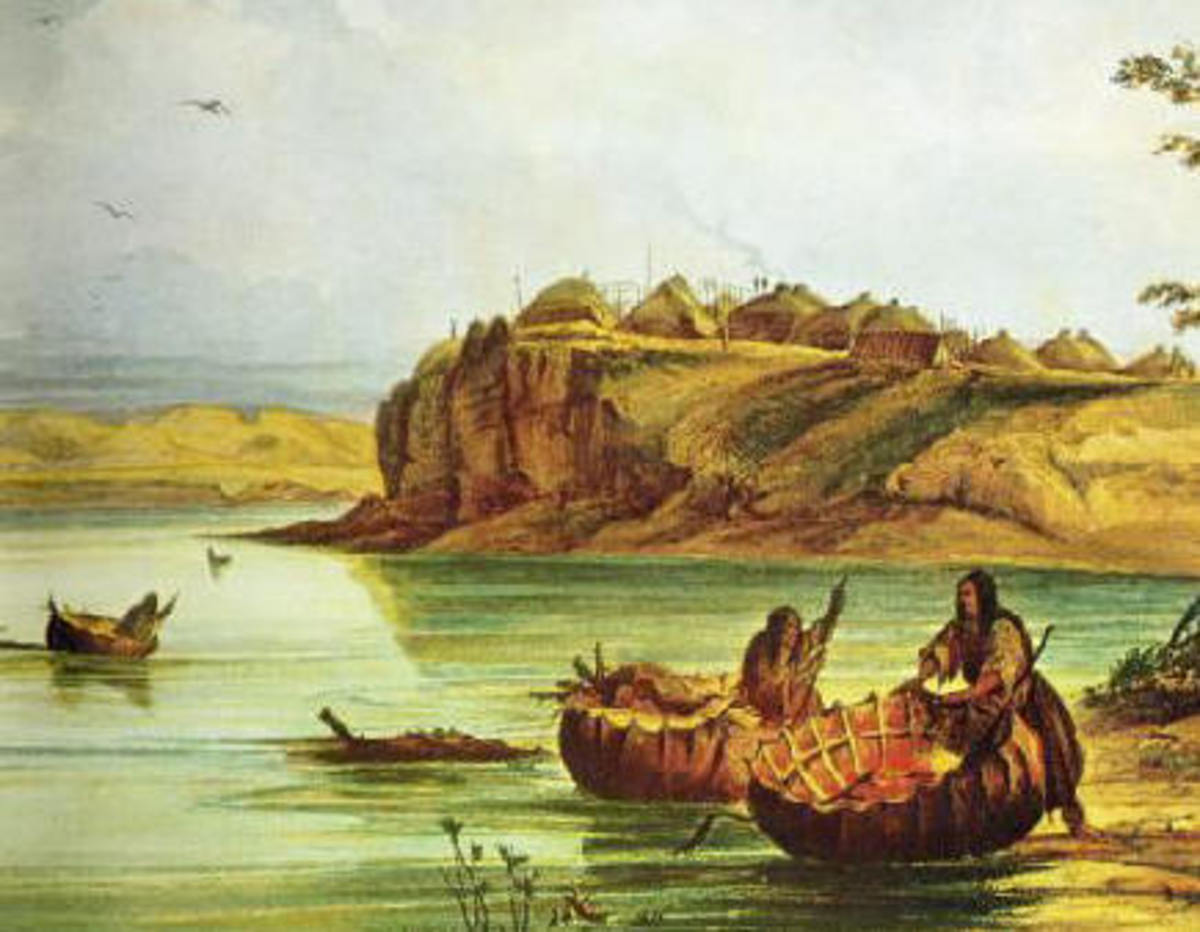 Catlin painted Mandan Indians in boats that he said were remarkably similar to the coracles (see below) used in Wales.