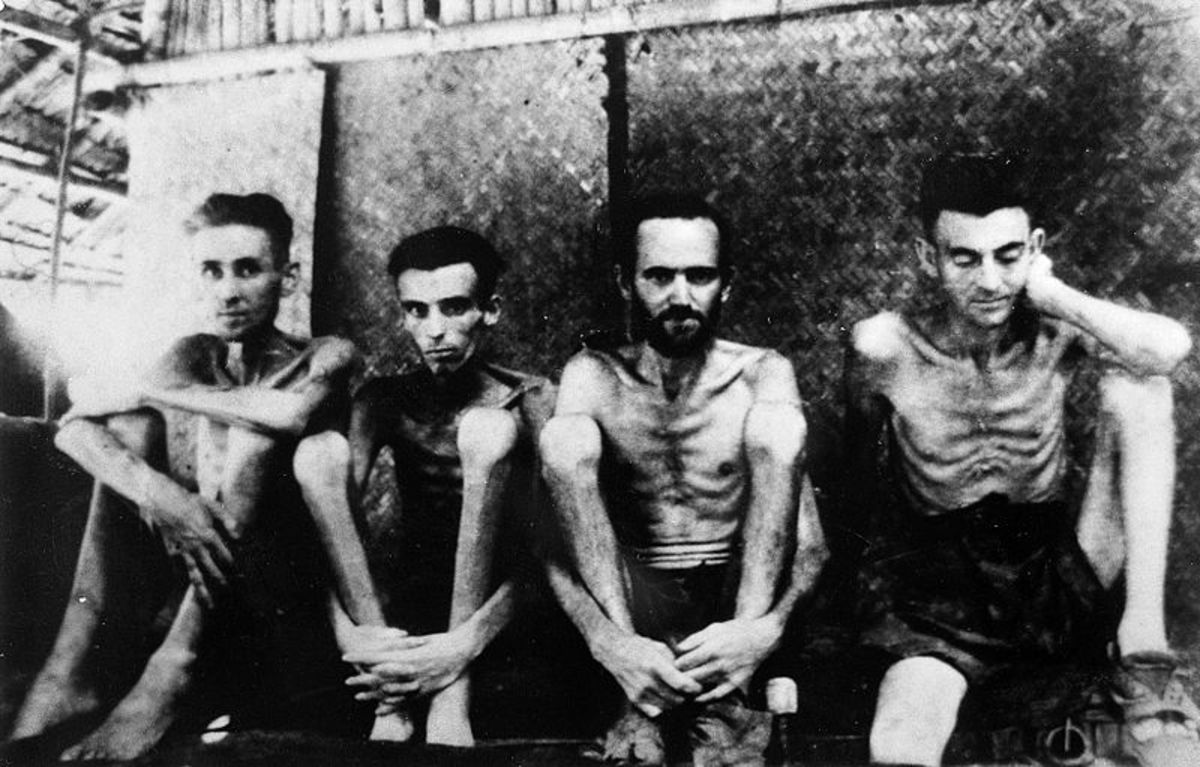 When the prison camps were liberated many of the survivors were emaciated because of Japanese mistreatment.
