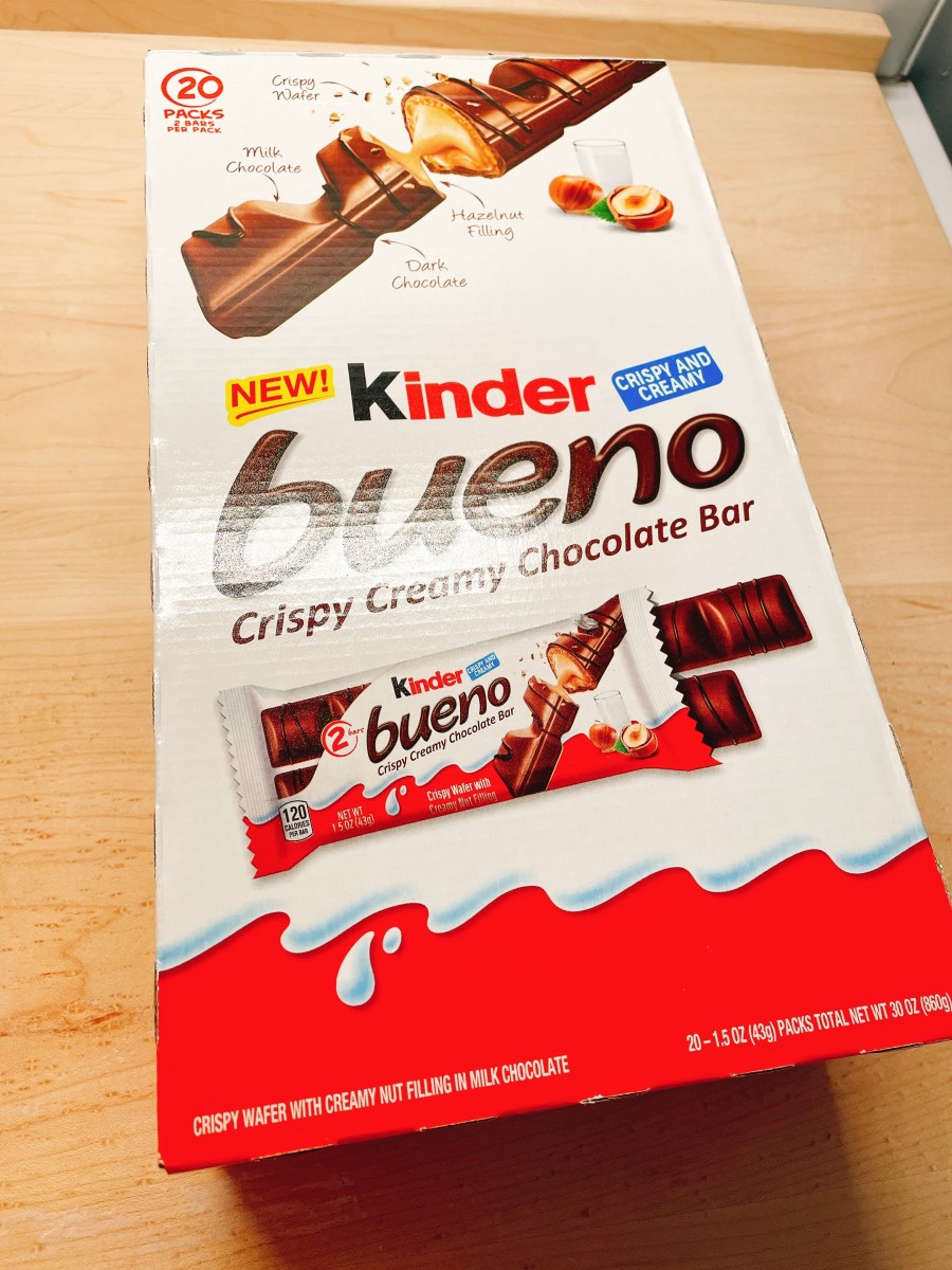 My husband brought me a package of 20 Kinder Bueno candy bars!