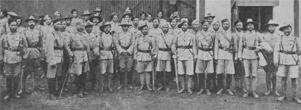 Gurkhas in campaigning kit during first World War I.