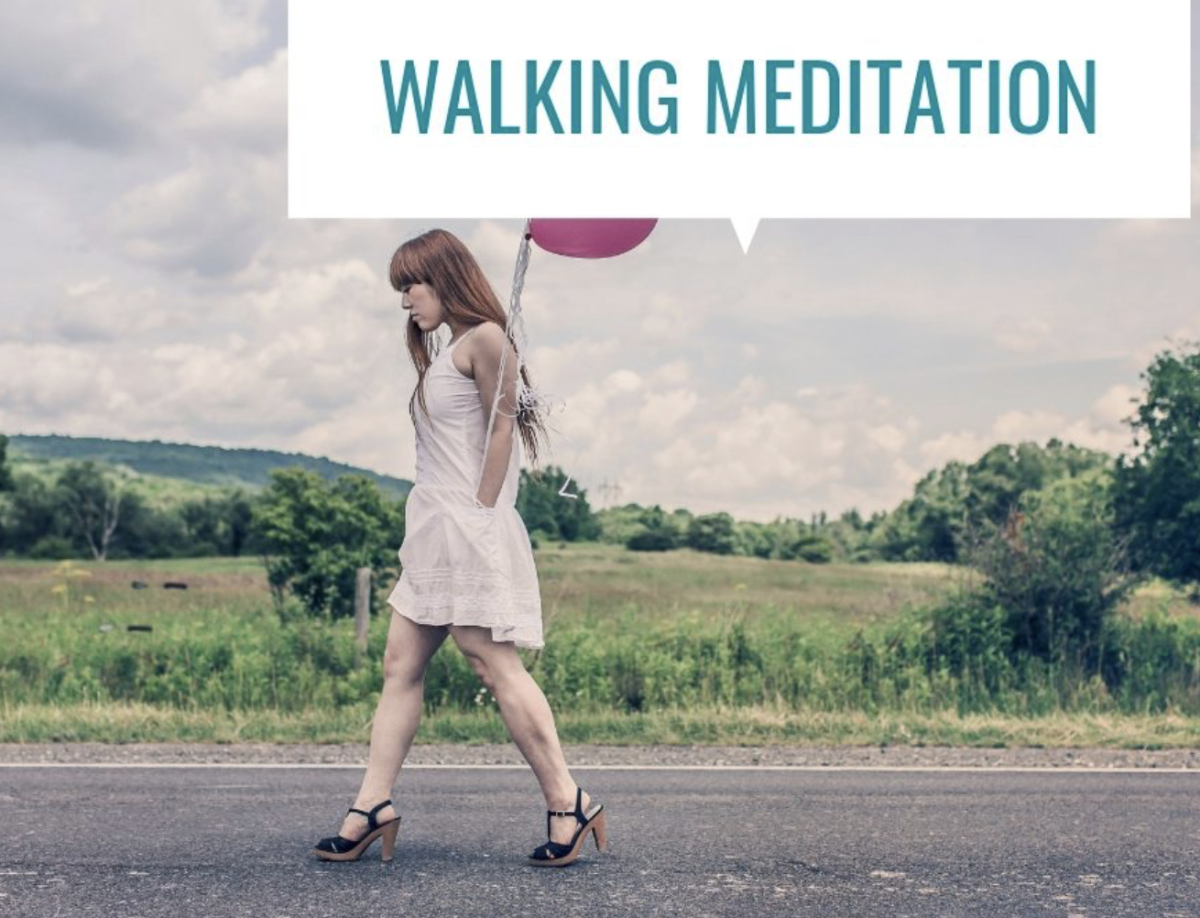 If walking regularly, you can practise walking meditation for about 15 minutes pacing back and forth between two selected points.  You can do this in both flats, heels or bare feet.