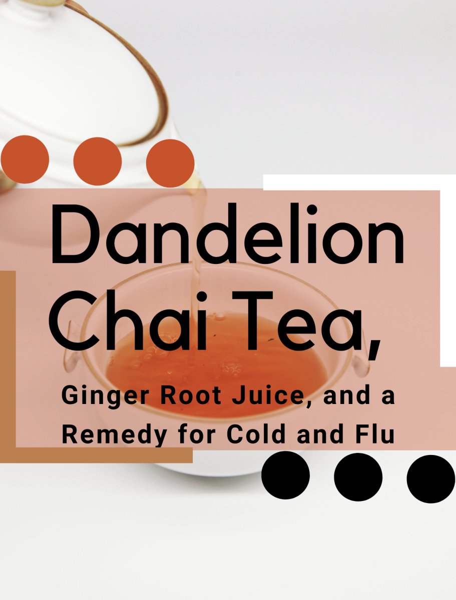 Dandelion chai tea and ginger root juice