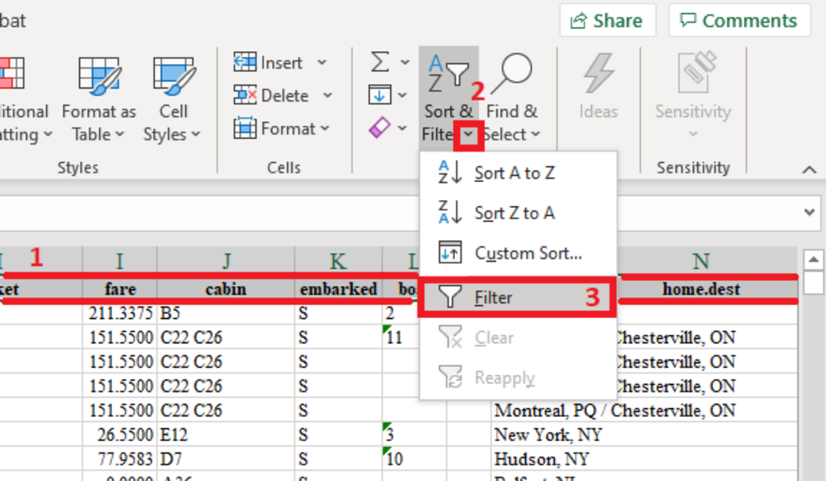 How To Add A Filter And Sort Button In Excel