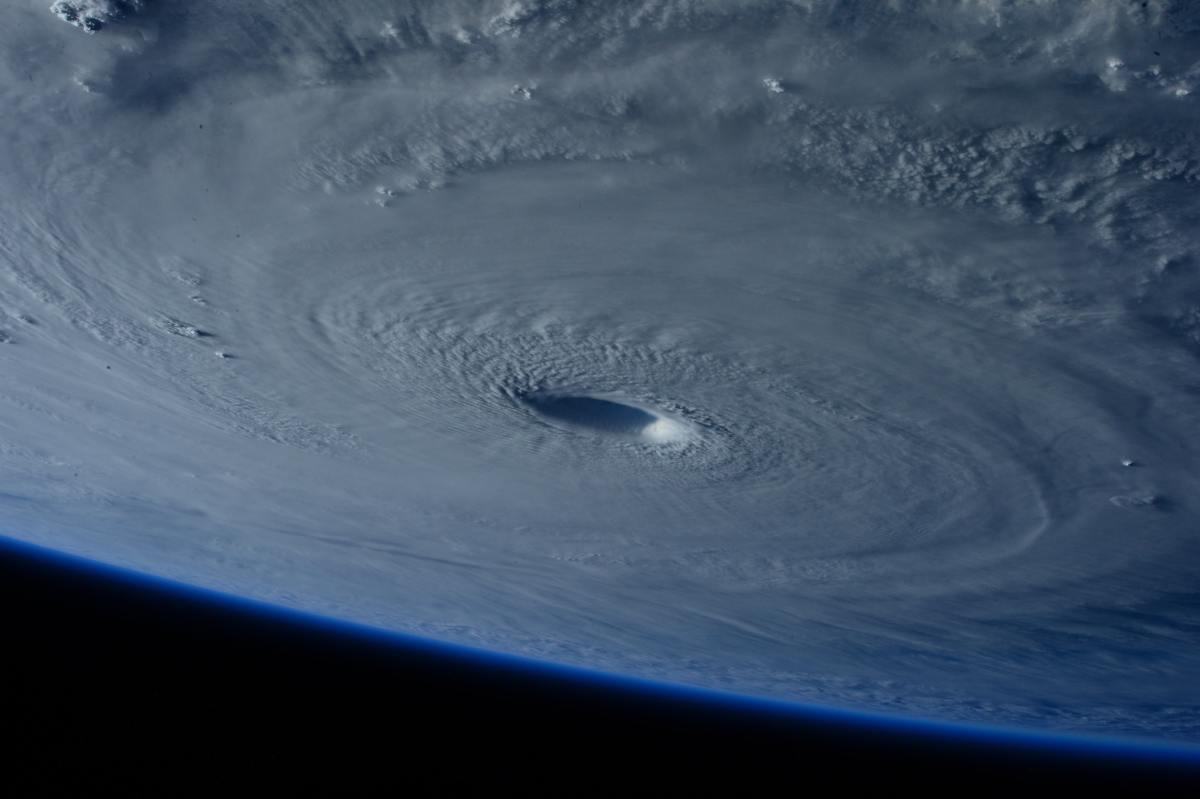 A NASA photo showing a hurricane from space. 