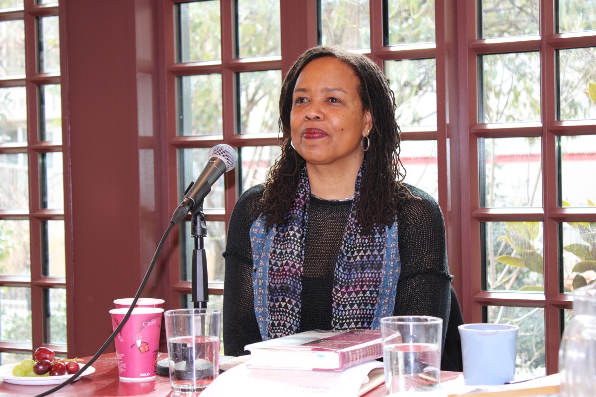 Author Saidiya Hartman speaking at an event in 2020 in promotion of her book "Wayward Lives, Beautiful Experiments."