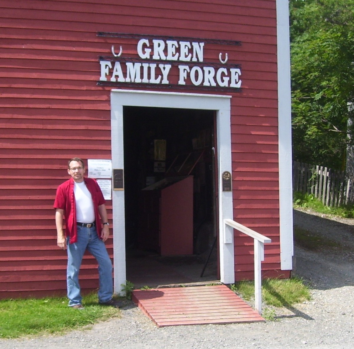 The author outside the Green Family Forge.