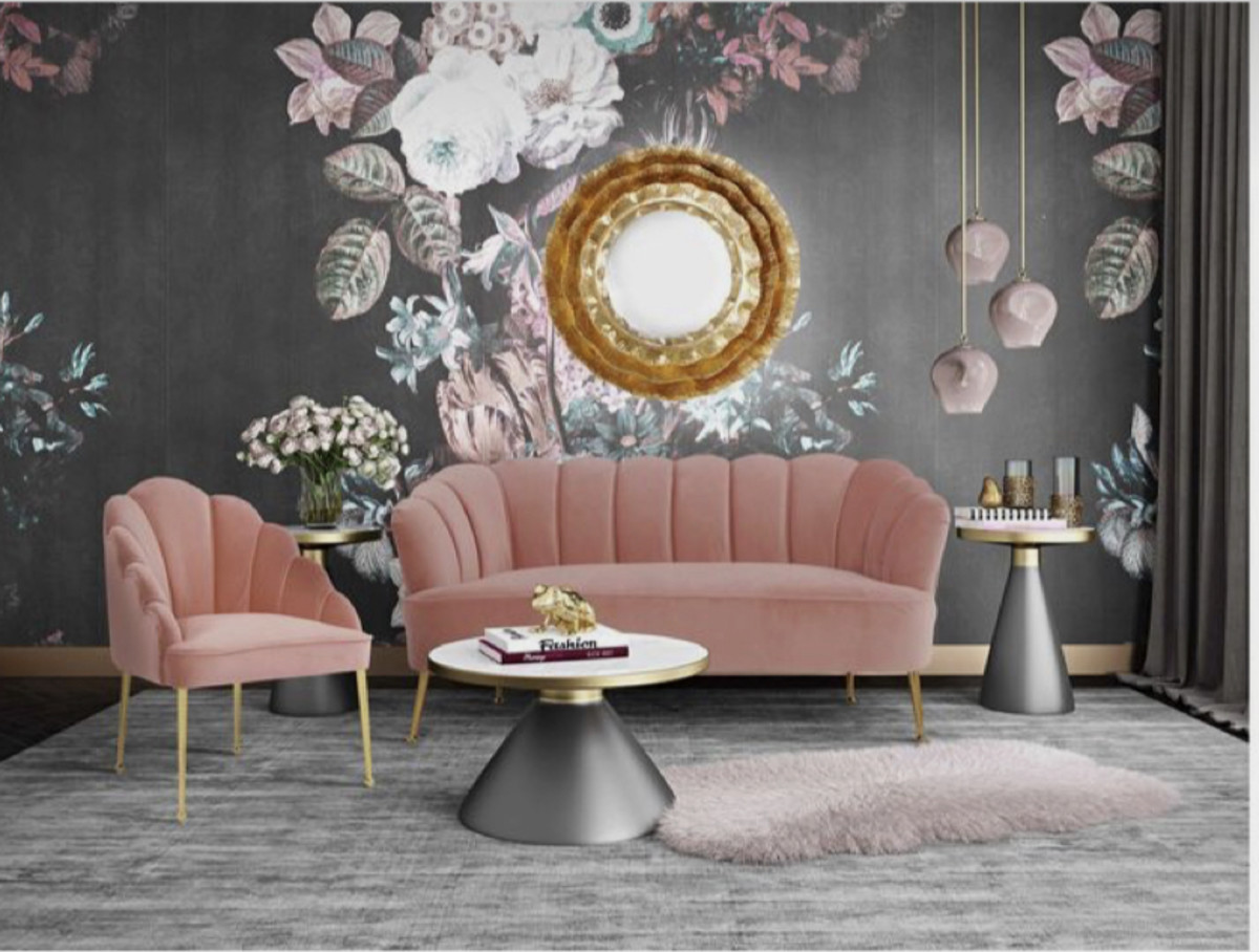 Blush colored Danish Modern furniture. 