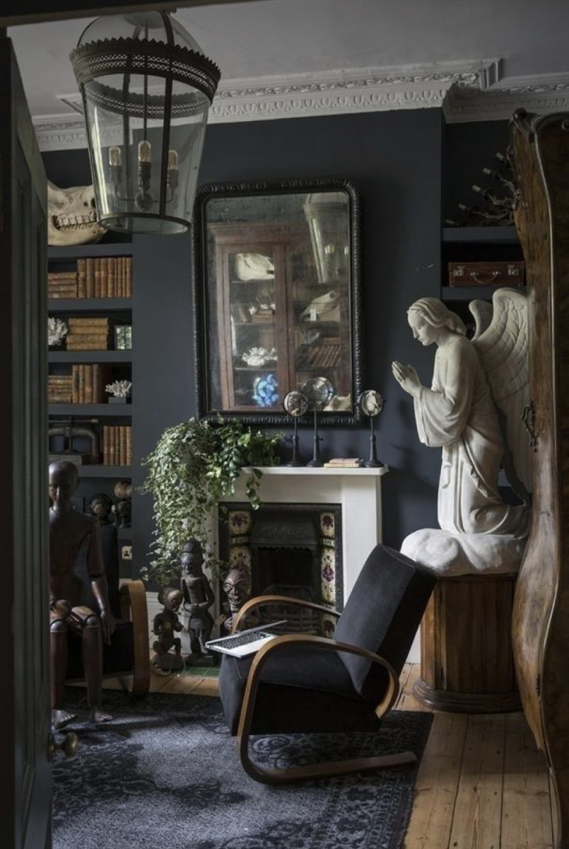 Beautifully done dark Academia room by Catherine Bronte