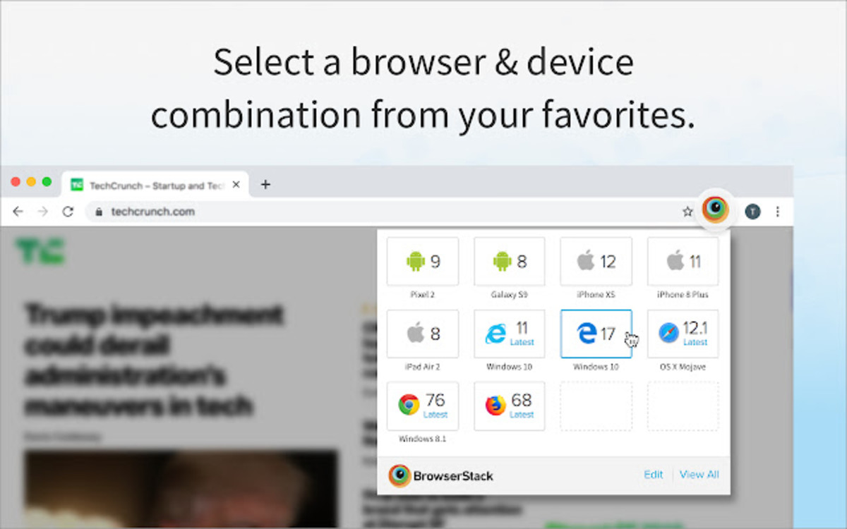 This extensions allows you to test your webpage on any browser
