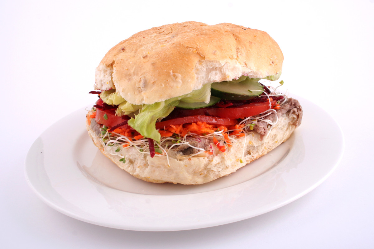 Meat Sandwich Roll with Lots of Veggies from Dreamstime.com