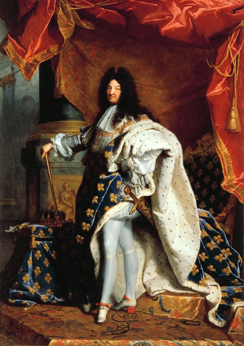 A portrait of King Louis XIV (reigned 1643 to 1715), the epitome of the absolute monarchy.