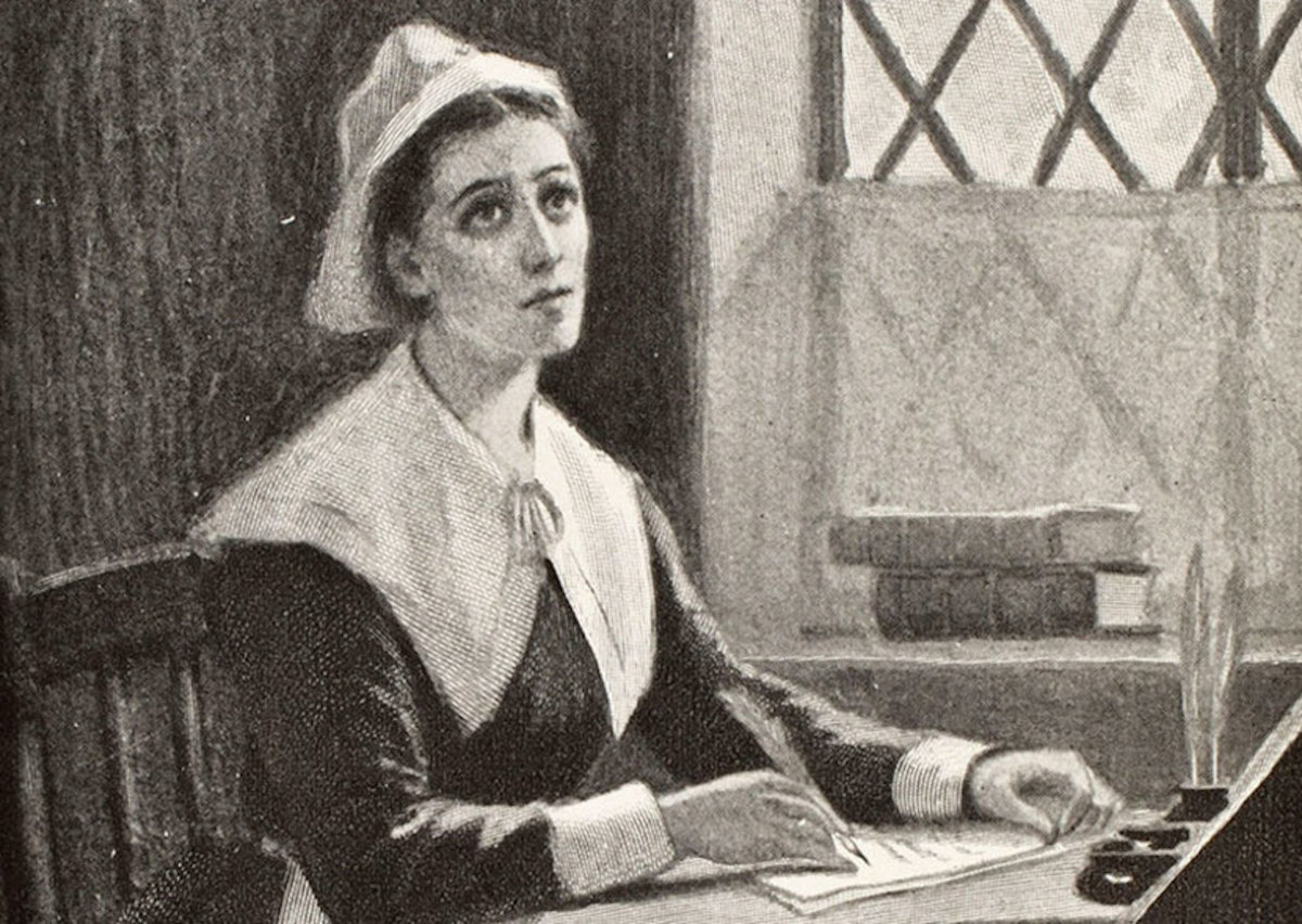 Anne Bradstreet as depicted in “An Account of Anne Bradstreet: The Puritan Poetess, and Kindred Topics,” edited by Colonel Luther Caldwell (Boston, 1898). Courtesy of the American Antiquarian Society, Worcester, Massachusetts.