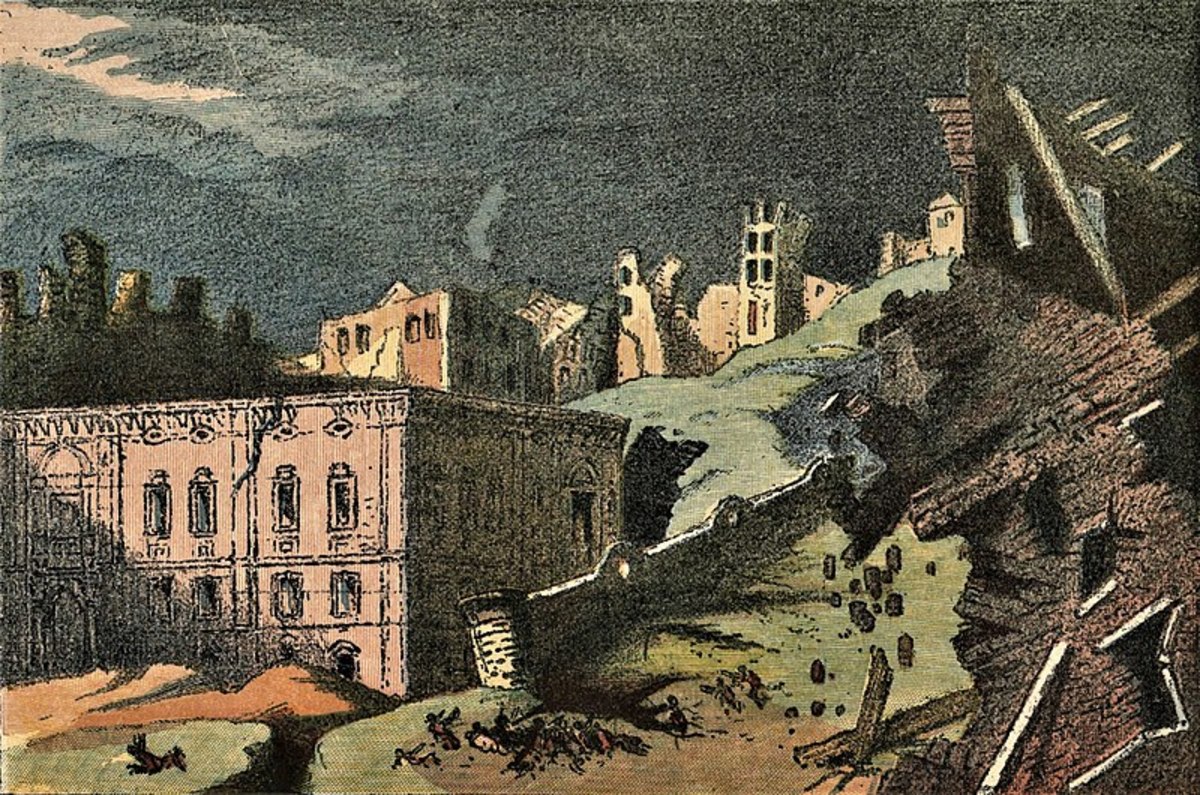 A depiction of the city crumbling.