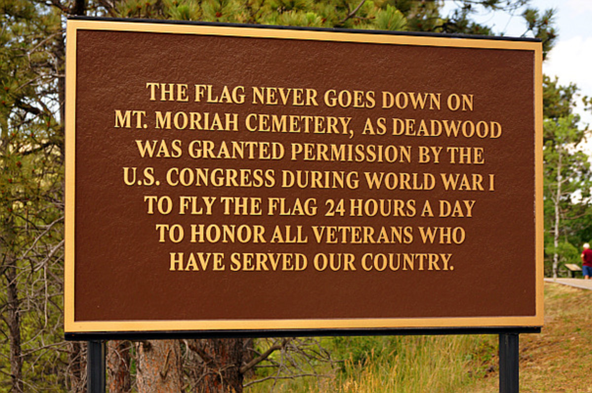 The US Flag flies 24 hours a day at Mt. Moriah Cemetery.