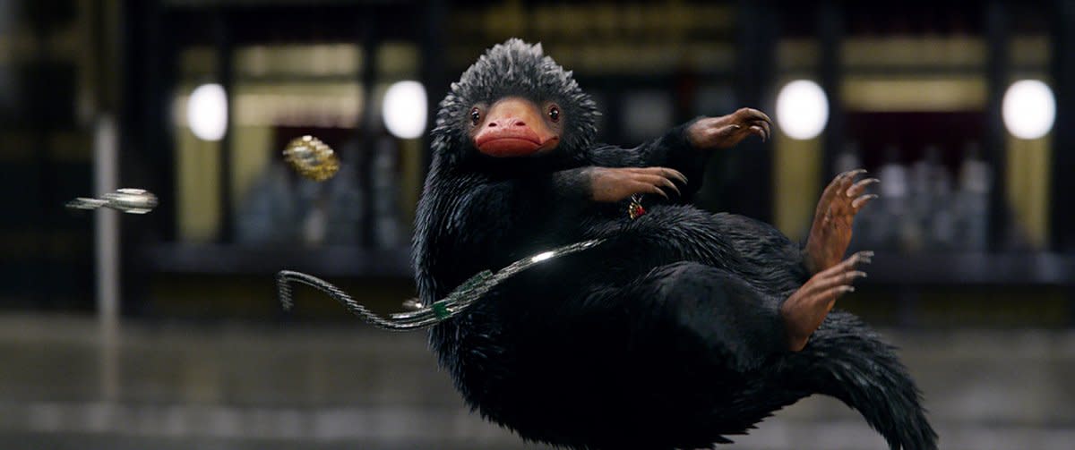 The film's effects, though heavily reliant on CG, are to be commended. The various creatures on screen such as this troublesome Niffler look lifelike and believable.