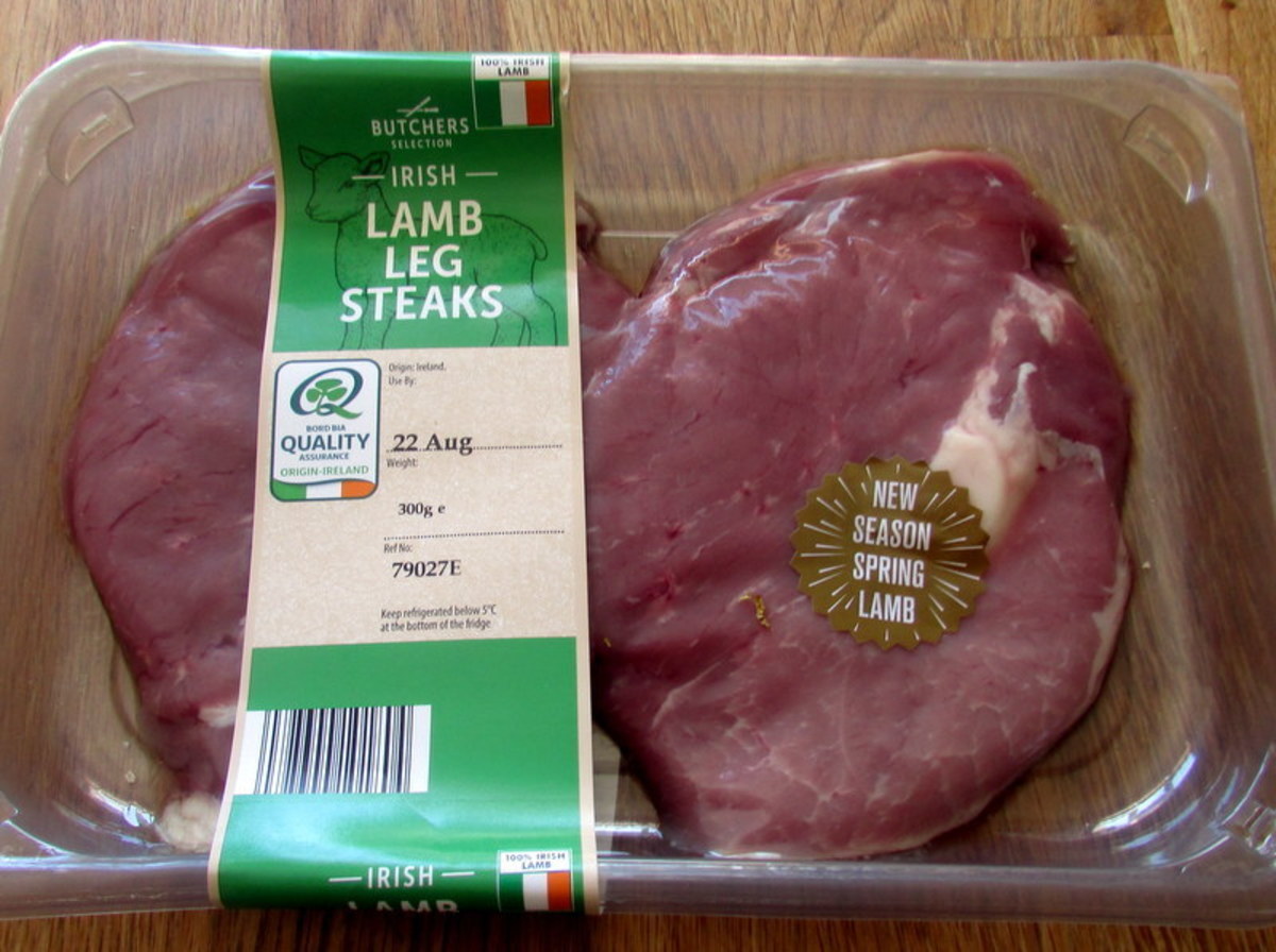 Package of lamb leg steaks