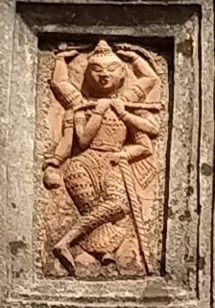 Shadabhuja (6-armed) Gauranga; terracotta; from a temple of Jaipur village, Bankura district, West Bengal
