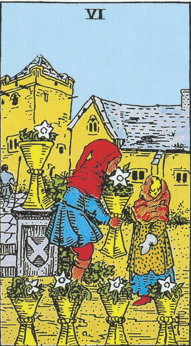 The Six of Cups reminds us to treasure our old friends and our siblings. The card is suggesting we respect our childhoods.