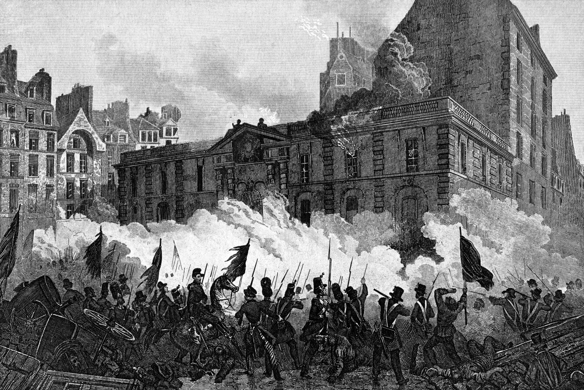 Engraving from 1882 showing rioters attacking the Royal Palace during the French Revolution.