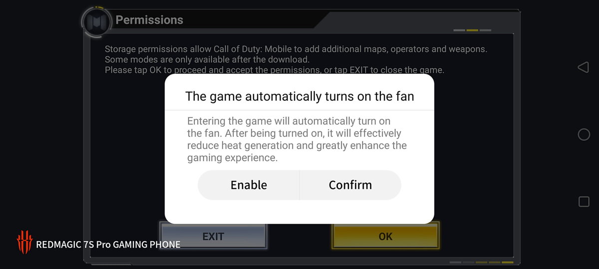On certain games, the fan is automatically turned on