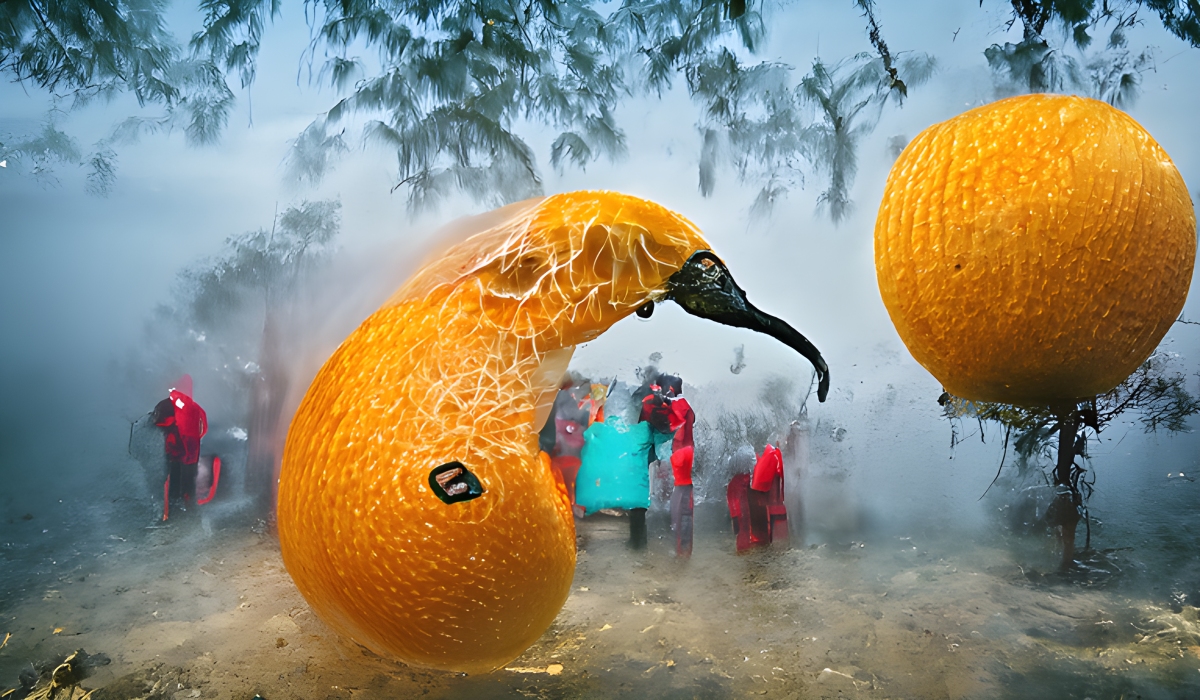 "An Orange" in the style of a National Geographic Photo