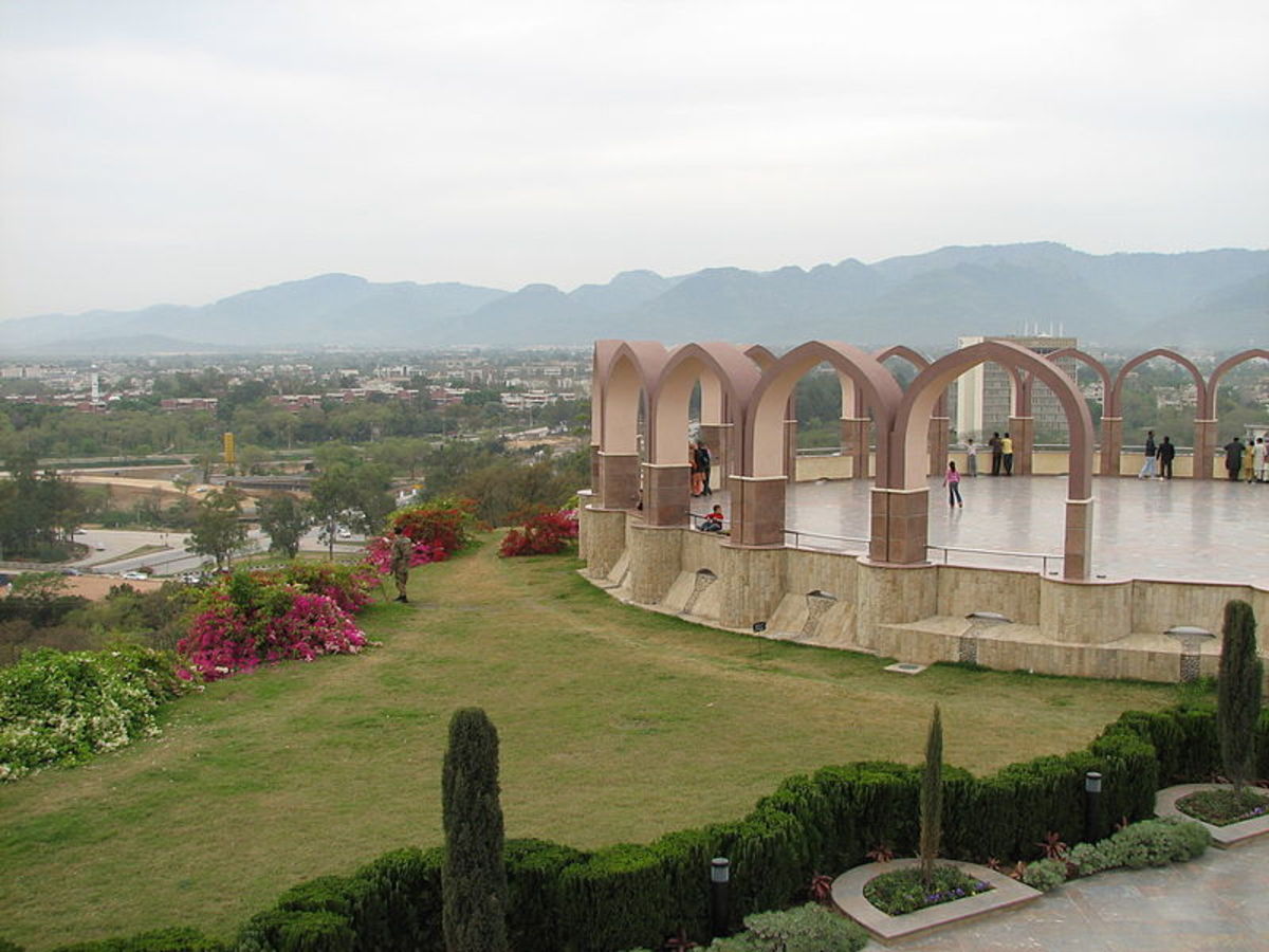a view of Pakistan monument at Shakar Parian hills overlooking Islamabad