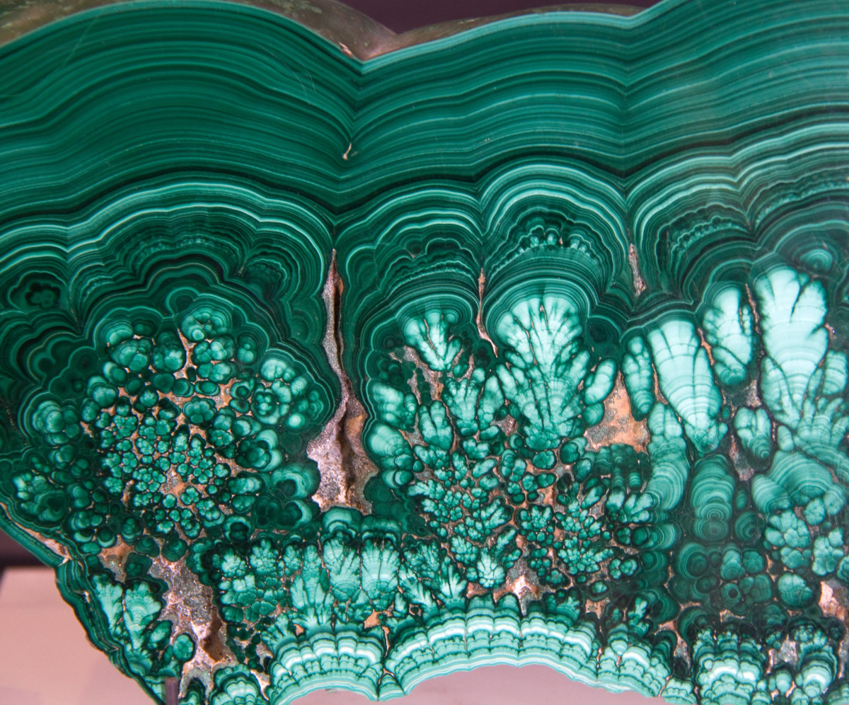 Malachite is a beautifully patterned green crystal. 