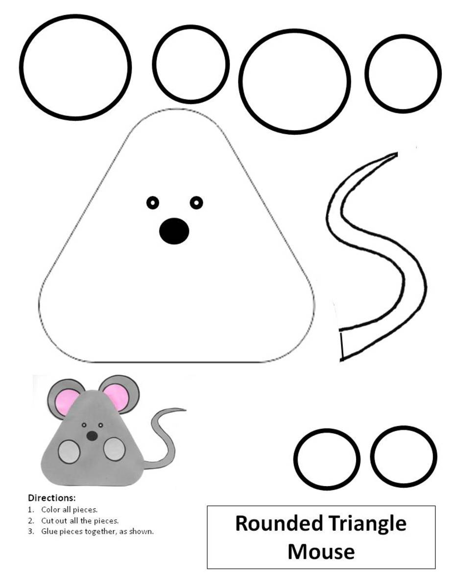 Here is the template for the Rounded Triangle Mouse. The link to the pdf of this pattern is located at the end of this article.