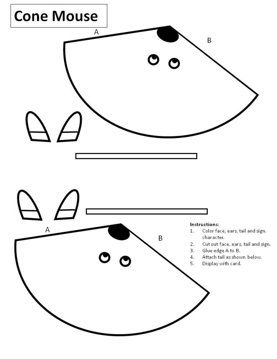 Here is the template for the Cone Mouse. The link to the pdf of this pattern is located at the end of this article.