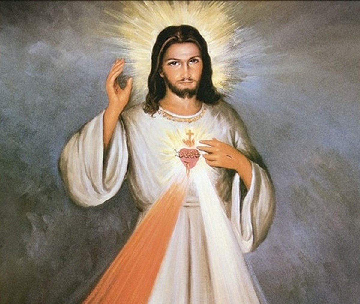 I believe that the only God on earth we can imagine, and the link to God and the spiritual force of the universe, should be represented by, The Sacred heart of Jesus. 