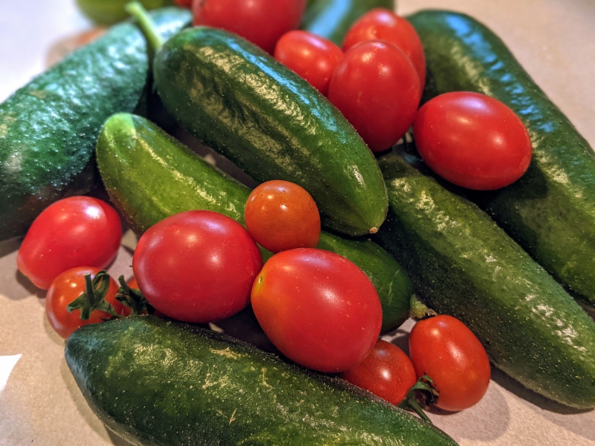Cucumbers and tomatoes