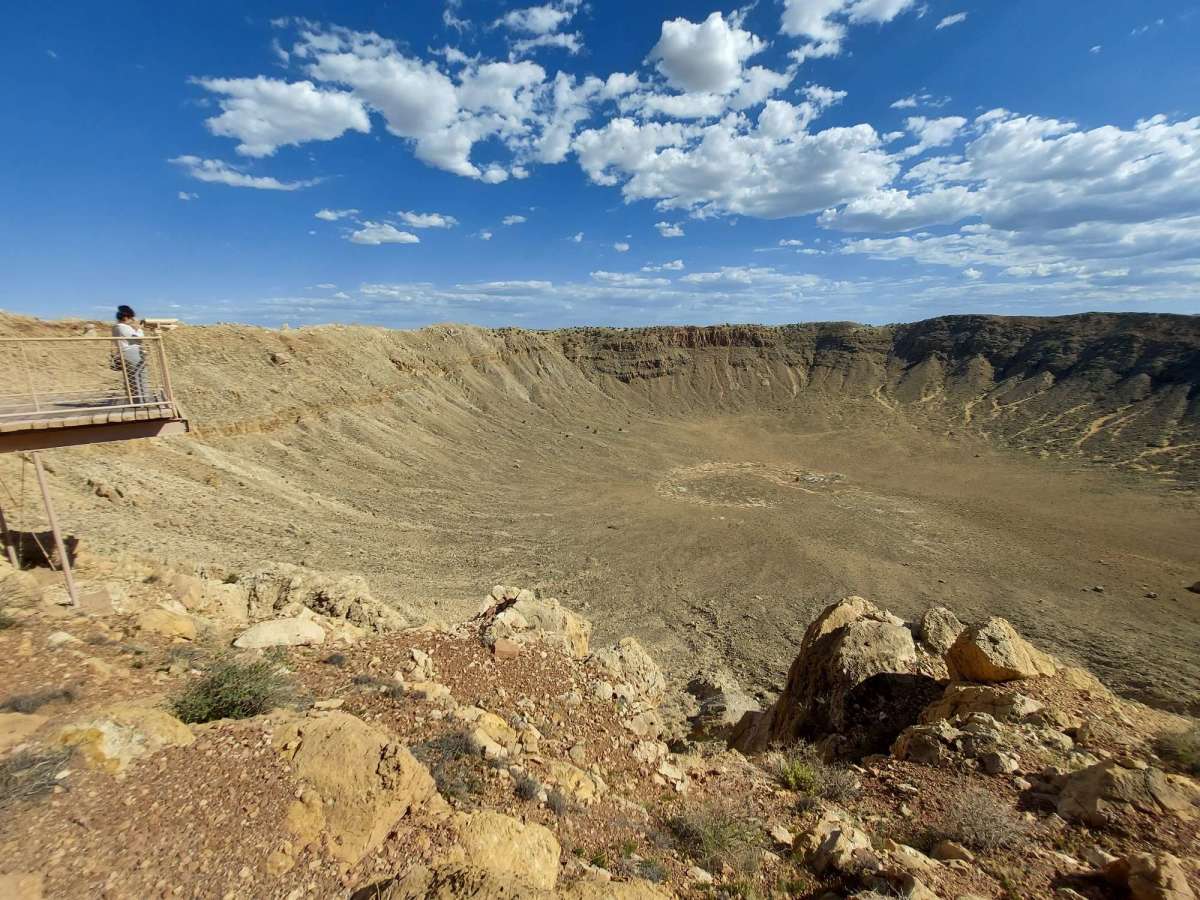 Meteor Crater site with observation deck and telescopes. 