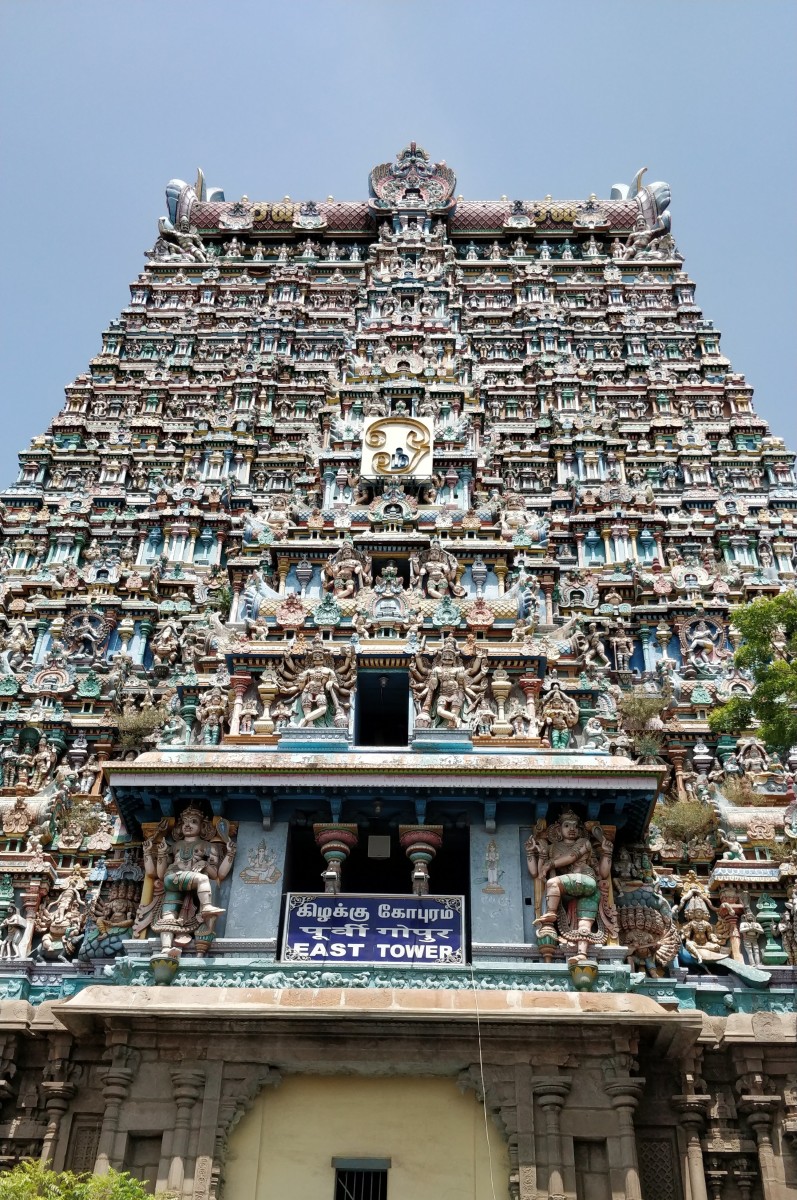 One of the Gopurams of Meenakshi Amman temple; Madurai, Tamil Nadu 