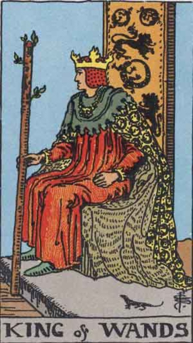 The King of Wands is a natural-born leader. They have an understanding of all the elements in their domain. They have the power to tame beasts and big problems. They're diplomats, peacemakers, and 100% decisive.  