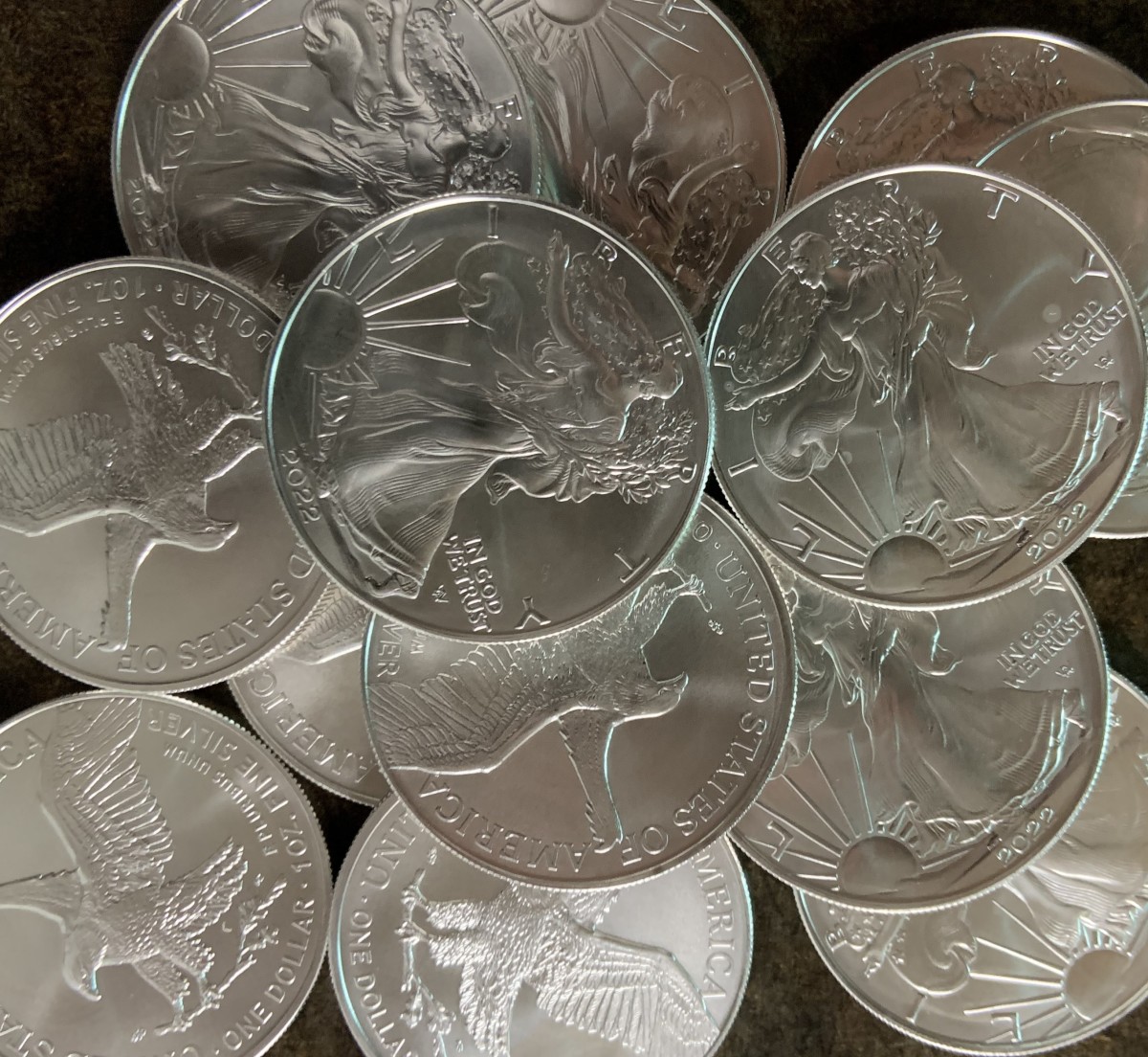 2022 American Silver Eagle coins.