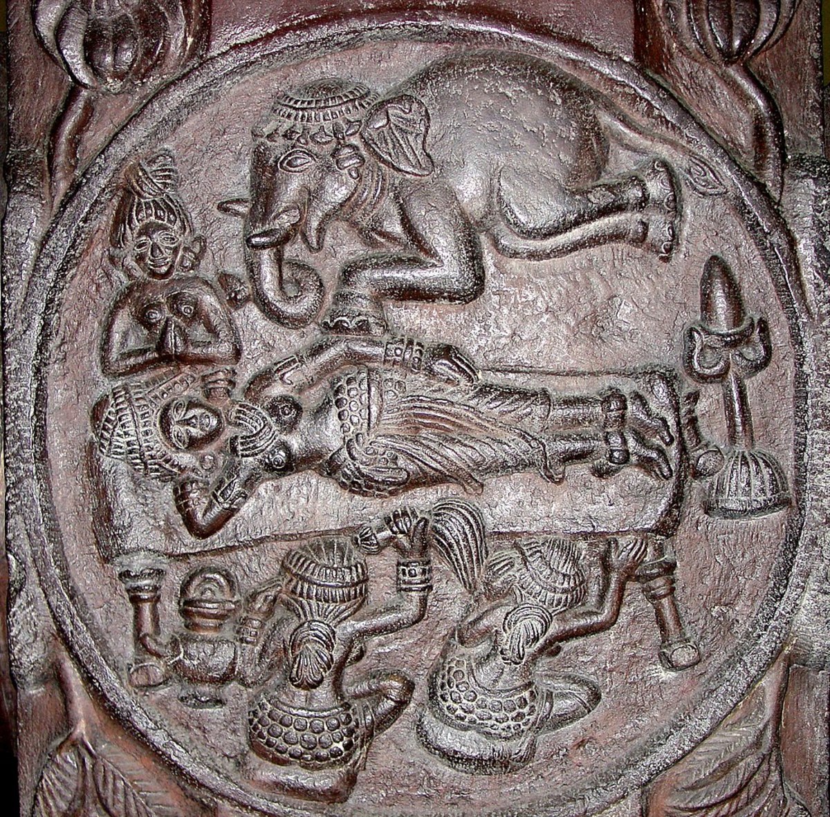 The Buddhist medallion explaining Dream of queen Mayadevi, Basalt Roundel Relief, Bharhut Sunga, era 2nd cent BCE