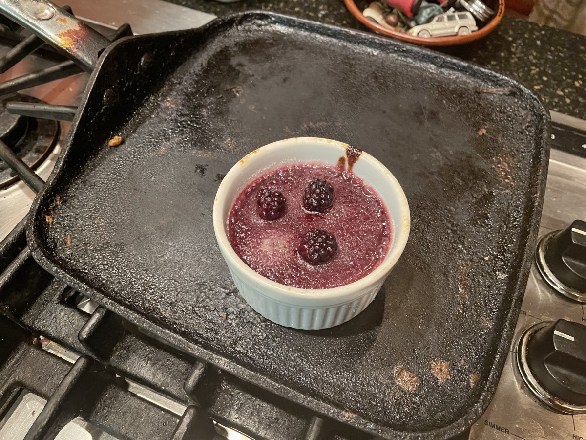 Fragrant and delicious blackberry banana crème brûlée