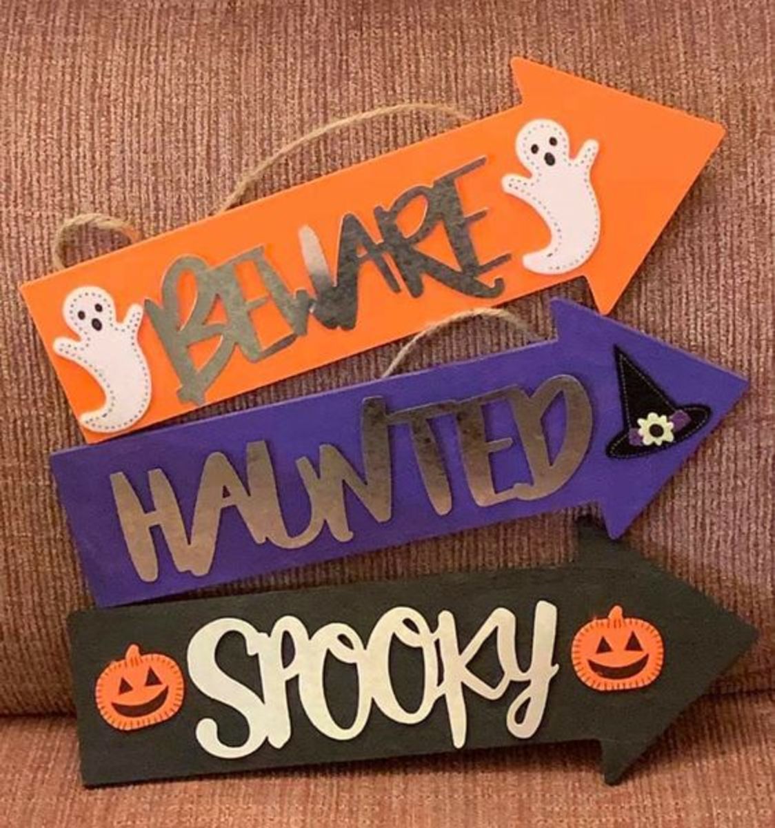 "Beware," "Haunted" and "Spooky" Arrow Signs