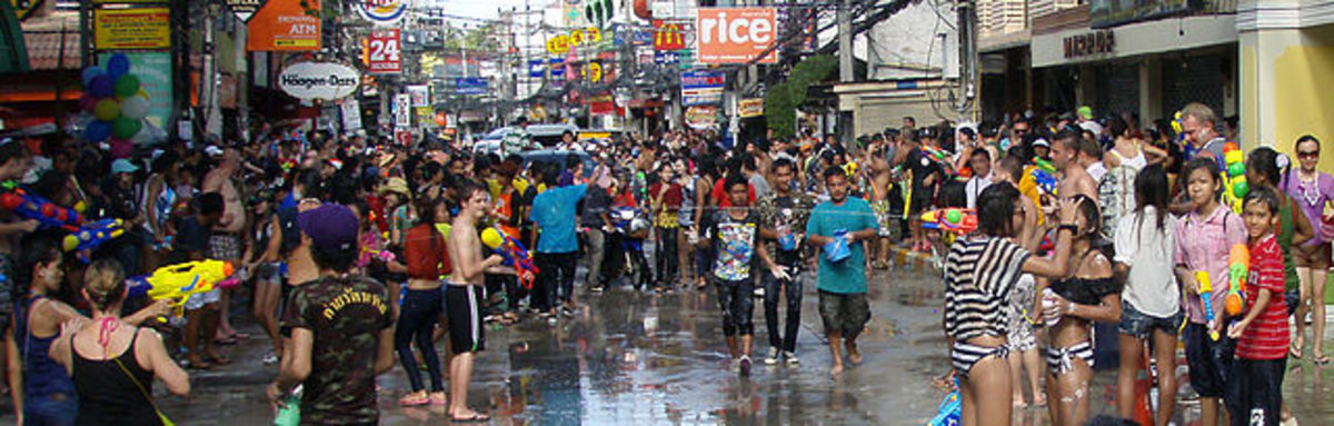 The Thailand Songkran water festival is a water flinging free for all, an aqueous orgy, for crying out loud.
