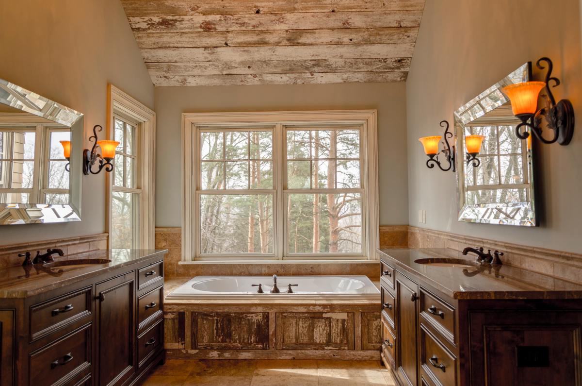 The Ox bathroom should look like a private retreat into the woods.