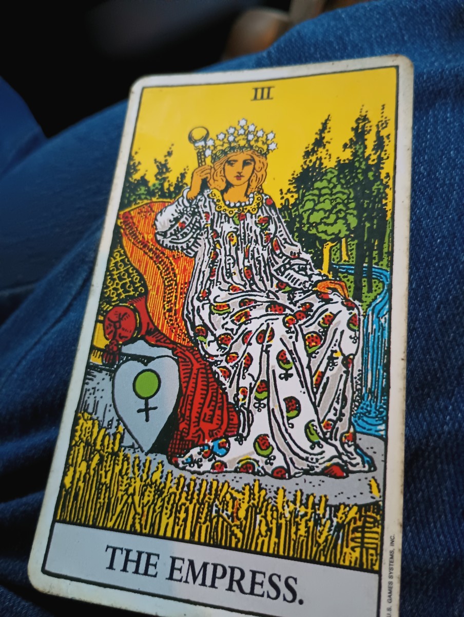 This is the Empress card from one of my tarot decks. She represents easy flowing parental love.