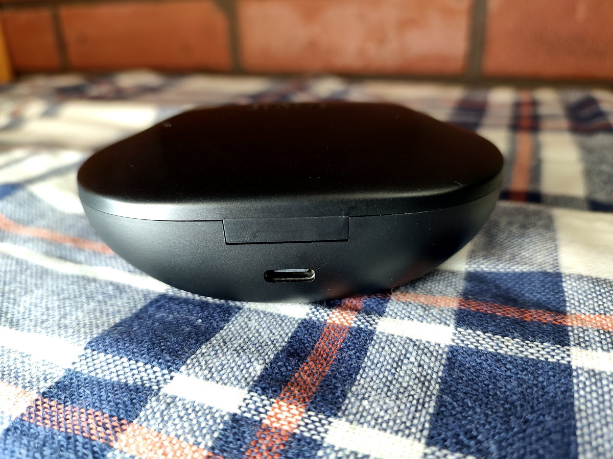 View of charging case's USB-C port
