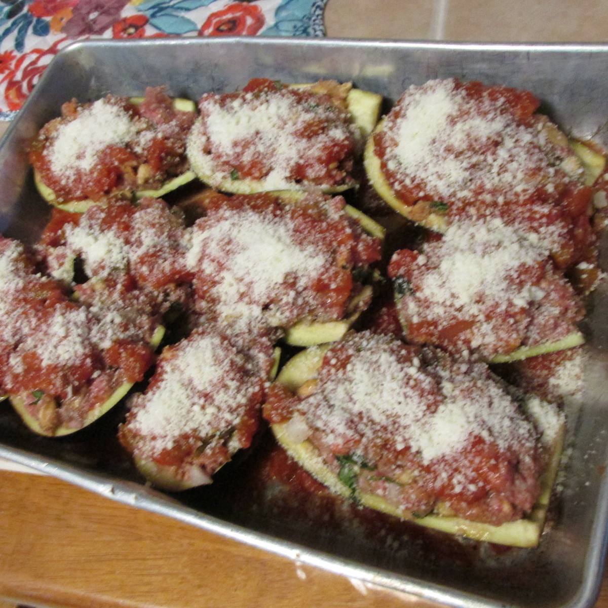 Stuffed eggplant before it is cooked