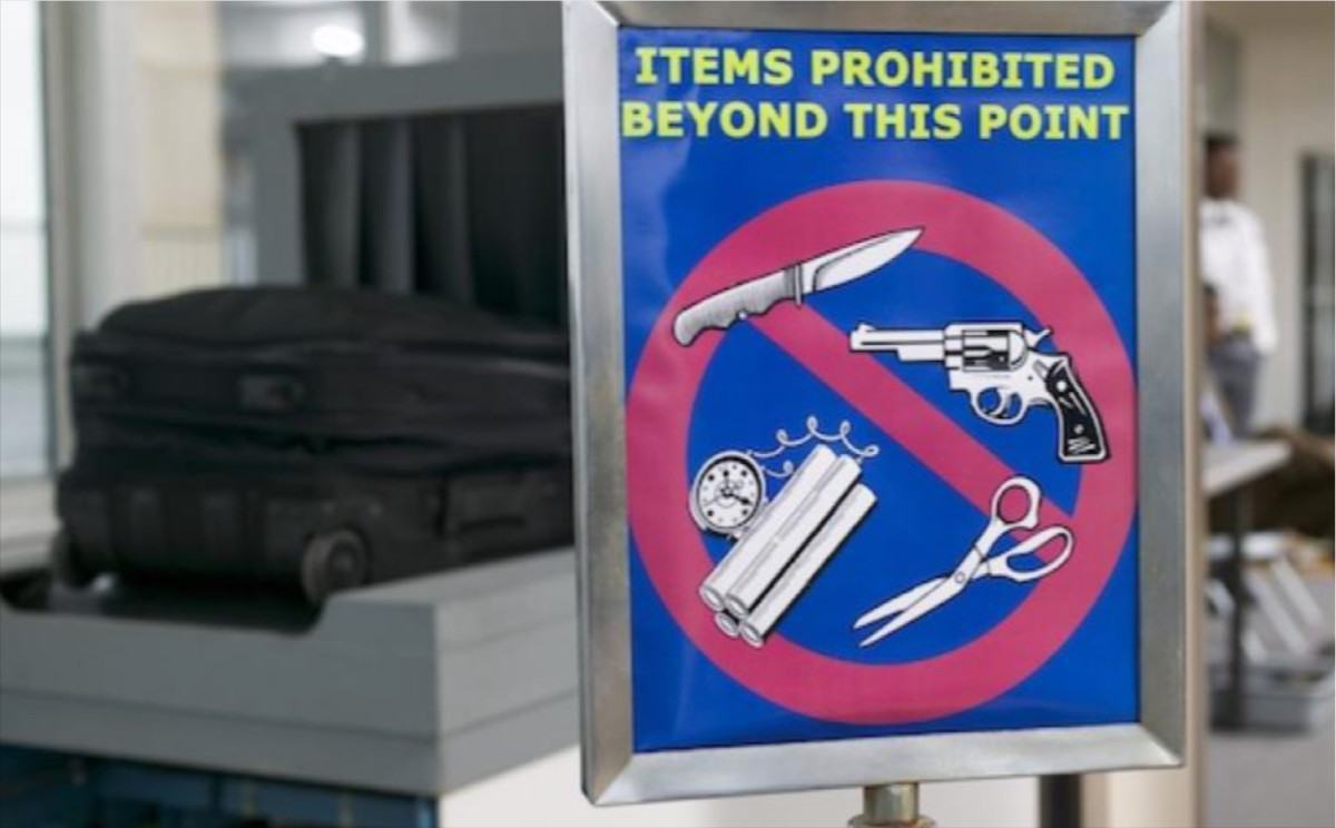 Poster of prohibited things for airport